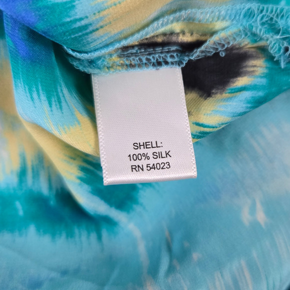 Banana Republic Blue Watercolor Silk High Waisted Knee Length Skirt Size 2 - Picture 5 of 7